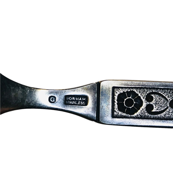 Gorham Hacienda Stainless Steel 1968 Black Accents Solid Serving Spoon 8 3/4 in - Picture 4 of 6